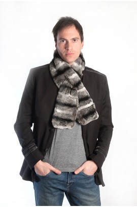 Rex chinchilla fur scarf - striped - unisex